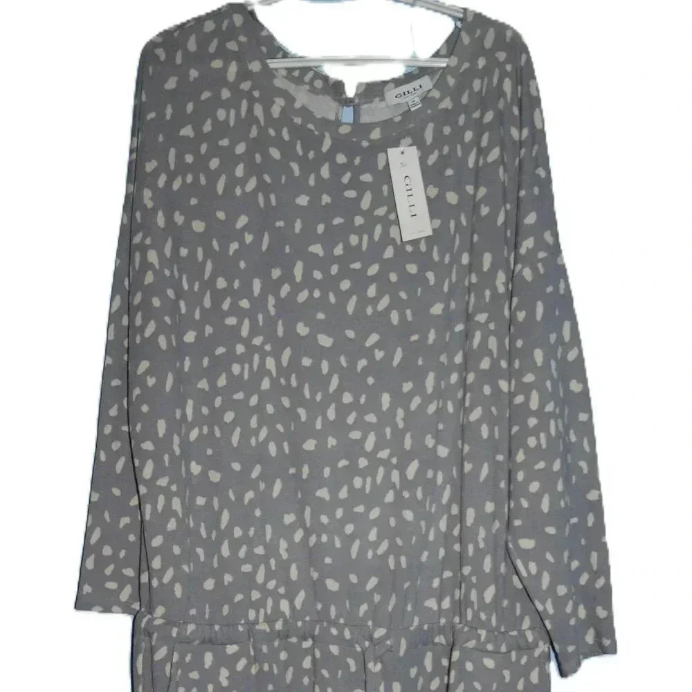 Gilli Long Sleeve Polka Dot Romper 3X NWT